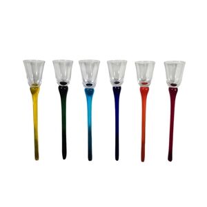 Vintage Hand Blown Art Glass Multicolor Rainbow Shot Glass Set of 6 Glasses